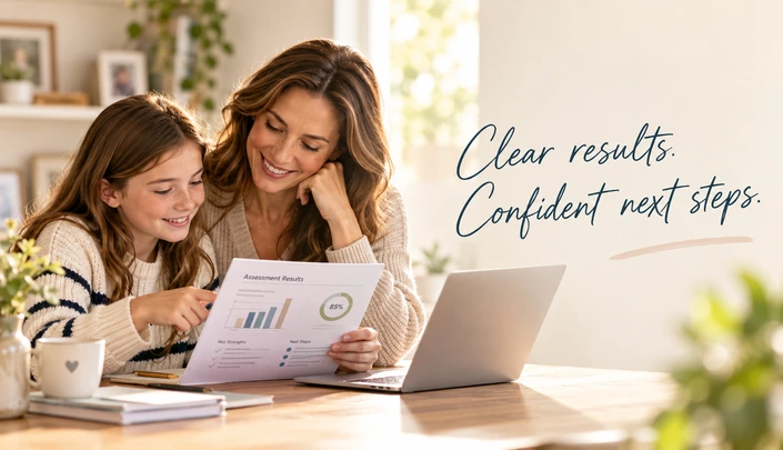 Child completing an online assessment
